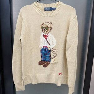 Polo by Ralph Lauren Beige Sweater with Bear Motif